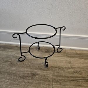 Southern Living at home black metal iron 2 tiers stand cake dessert holder‎